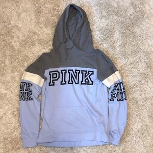 PINK light blue and gray sweatshirt with hood